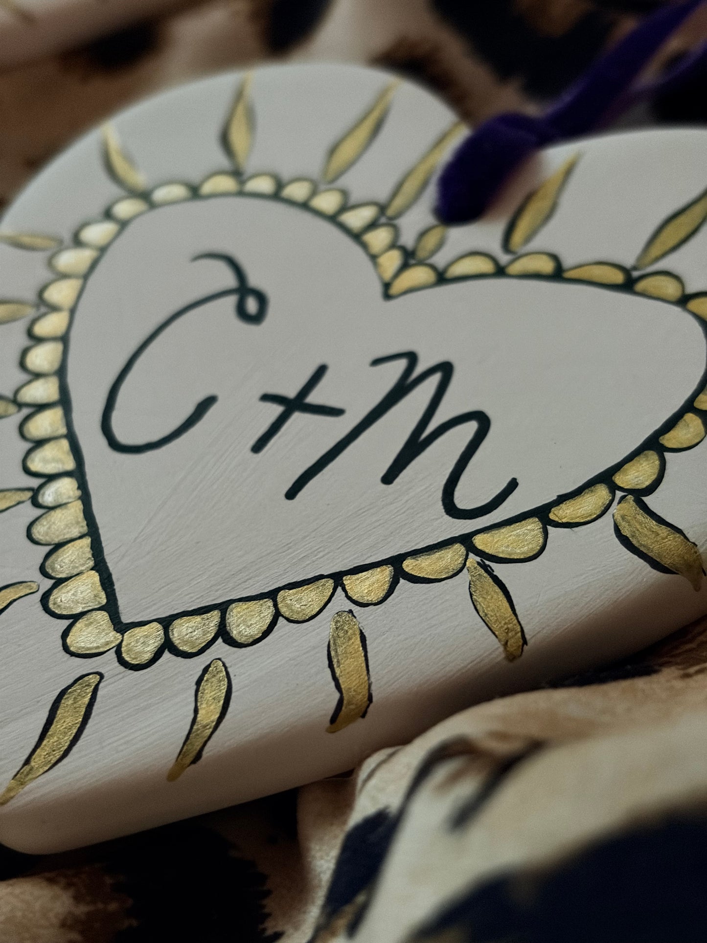 Personalised Couples Initials Ceramic Hanging Heart Valentines Gift