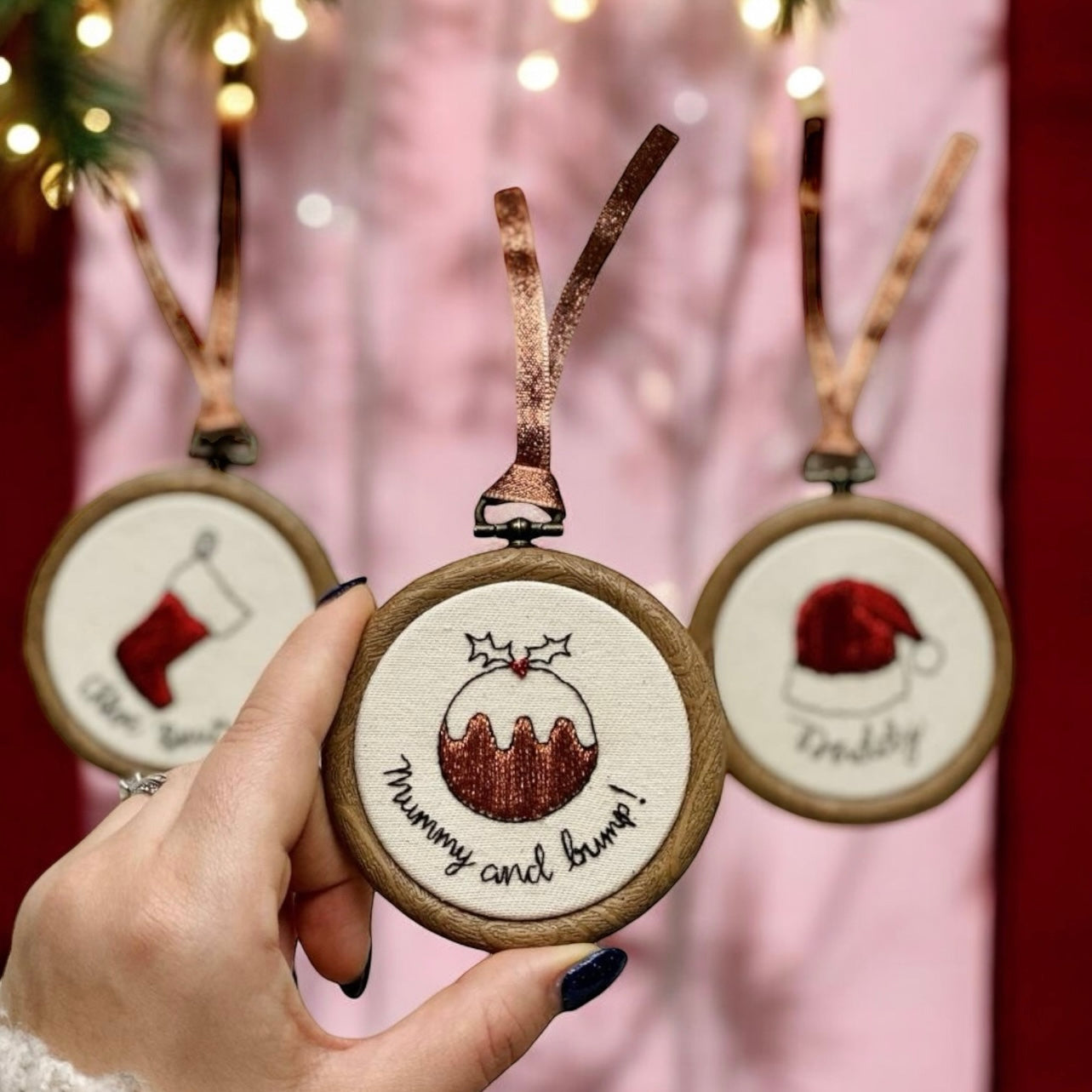 Personalised Embroidered Christmas Hoop Decoration
