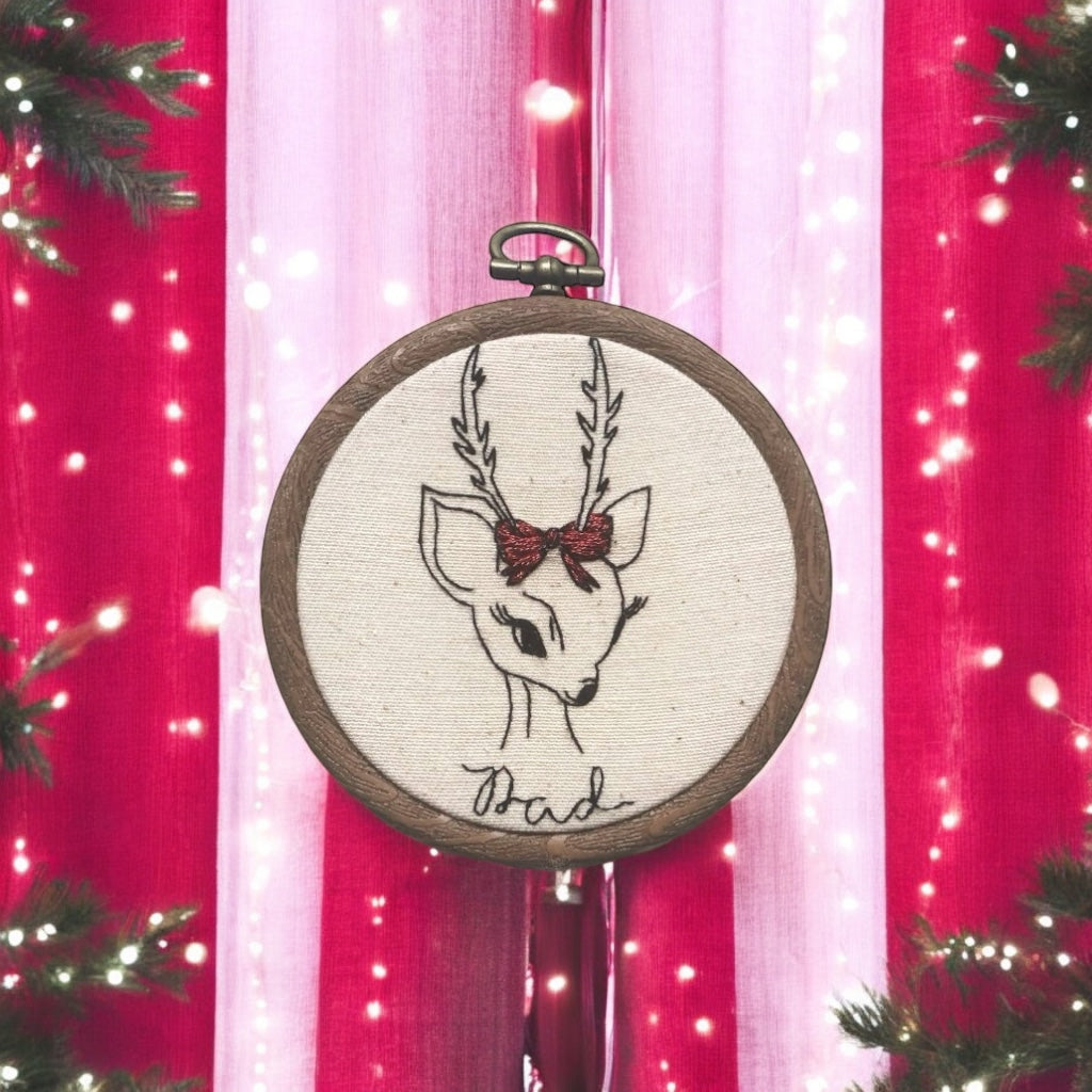 Personalised Embroidered Christmas Hoop Decoration