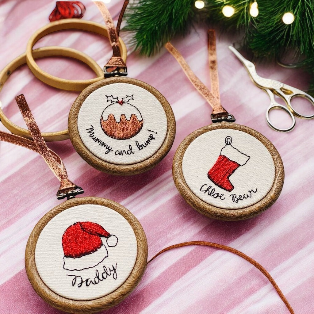 Personalised Embroidered Christmas Hoop Decoration