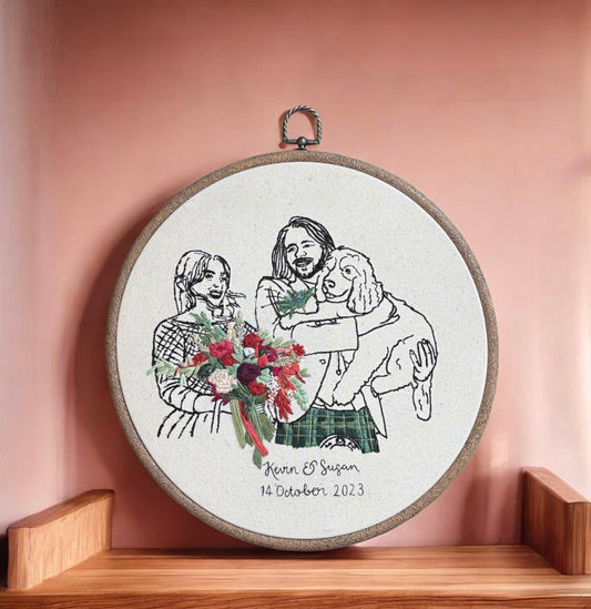 Personalised Embroidered Wedding couple Portrait