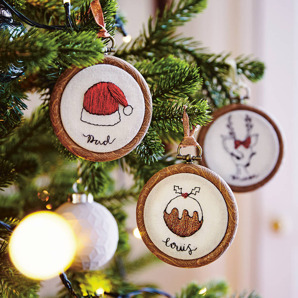 Personalised Embroidered Christmas Hoop Decoration