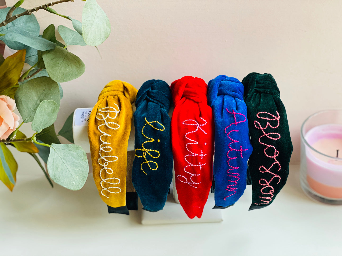 Personalised Embroidered Velvet Headband