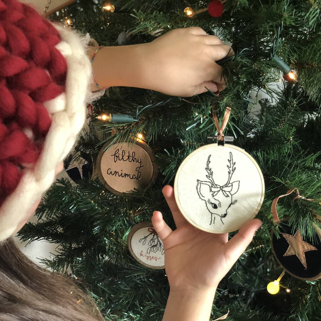 Embroidered Christmas Reindeer Hoop