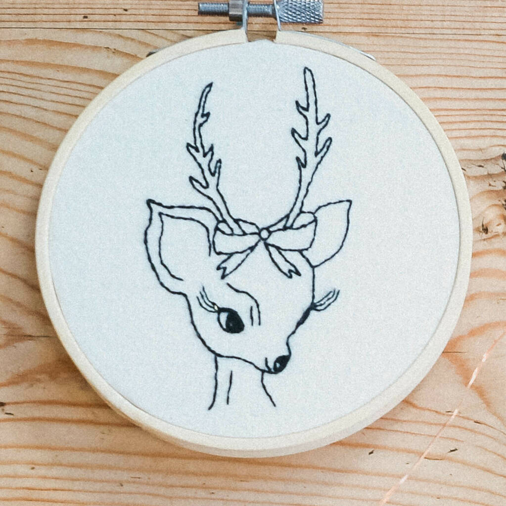 Embroidered Christmas Reindeer Hoop