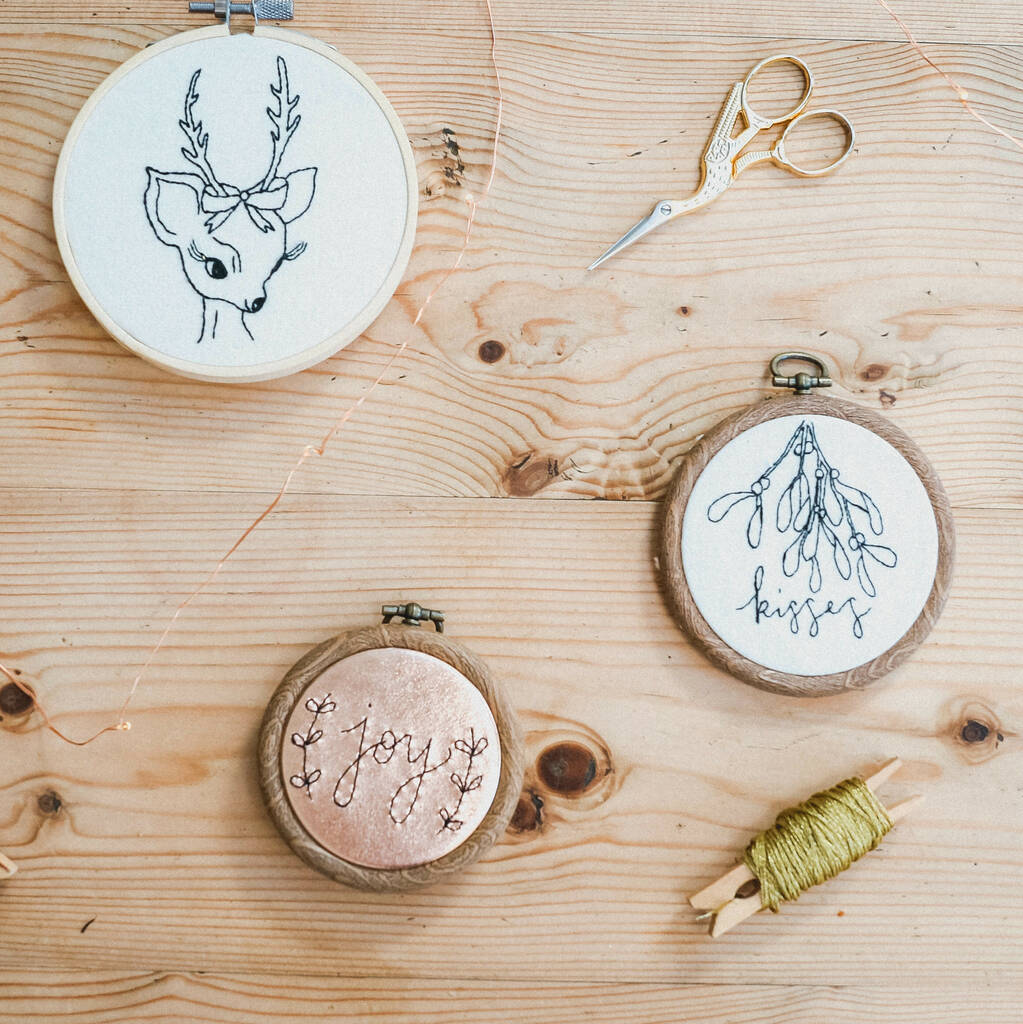 Embroidered Christmas Reindeer Hoop