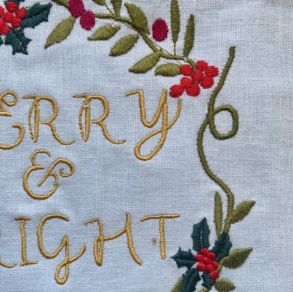 Merry And Bright Embroidered Banner