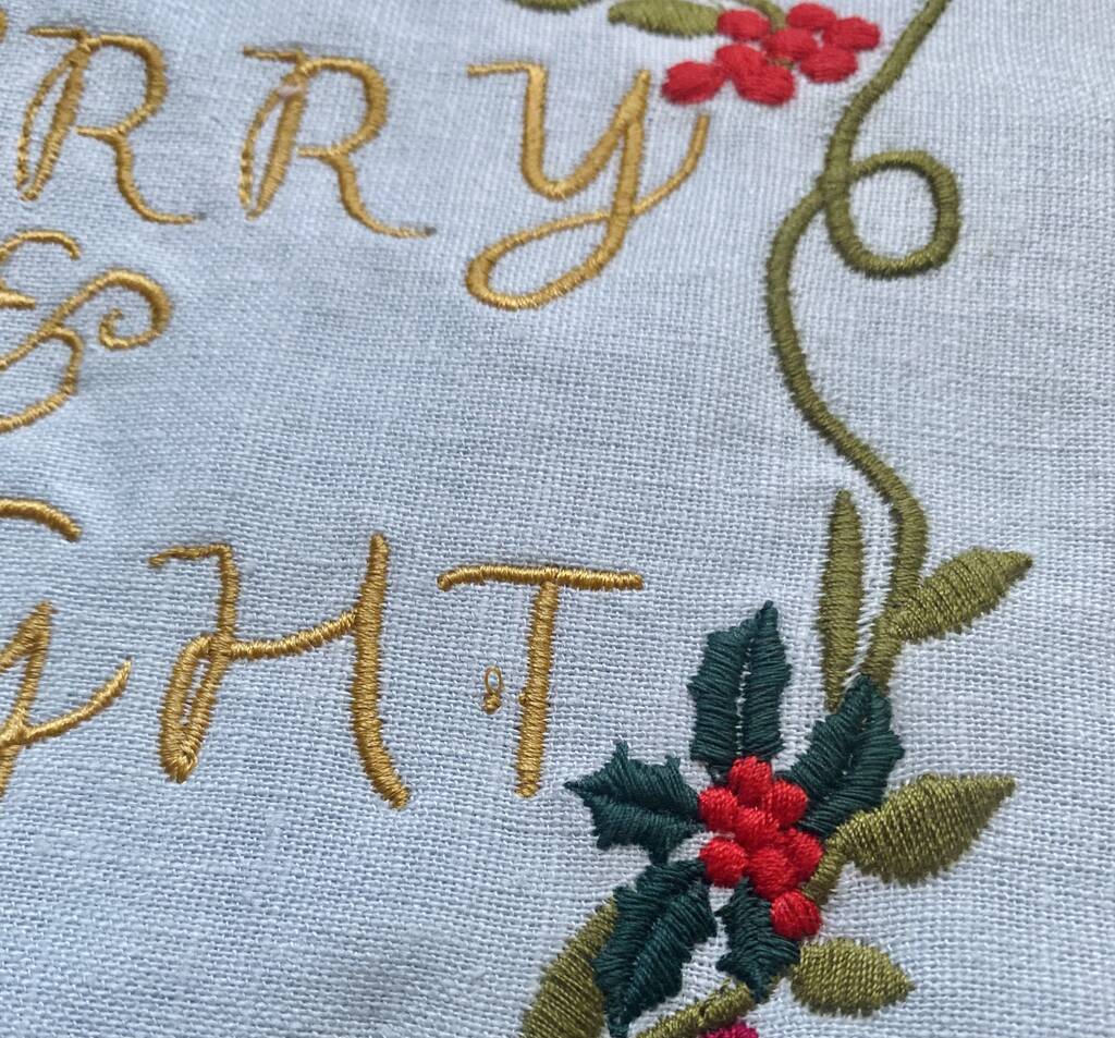 Merry And Bright Embroidered Banner