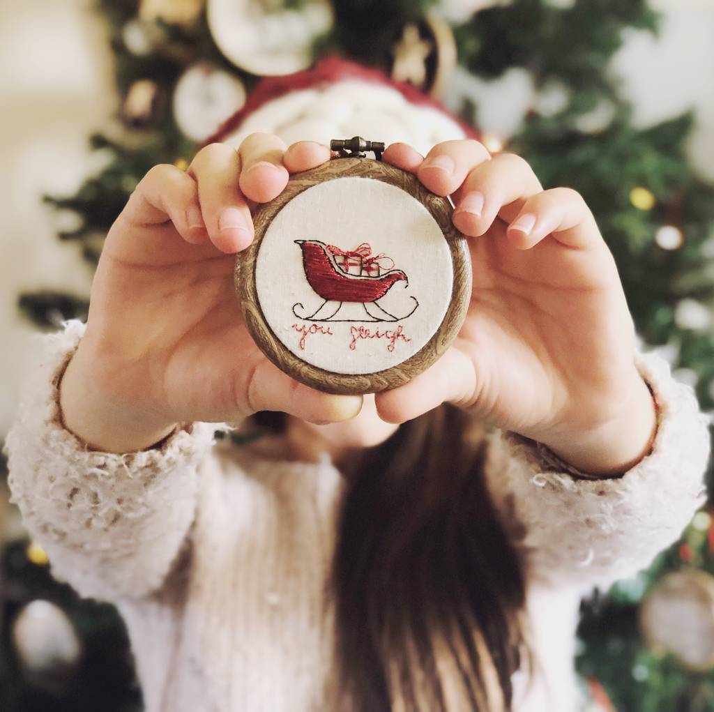 Personalised Embroidered Christmas Hoop Decoration